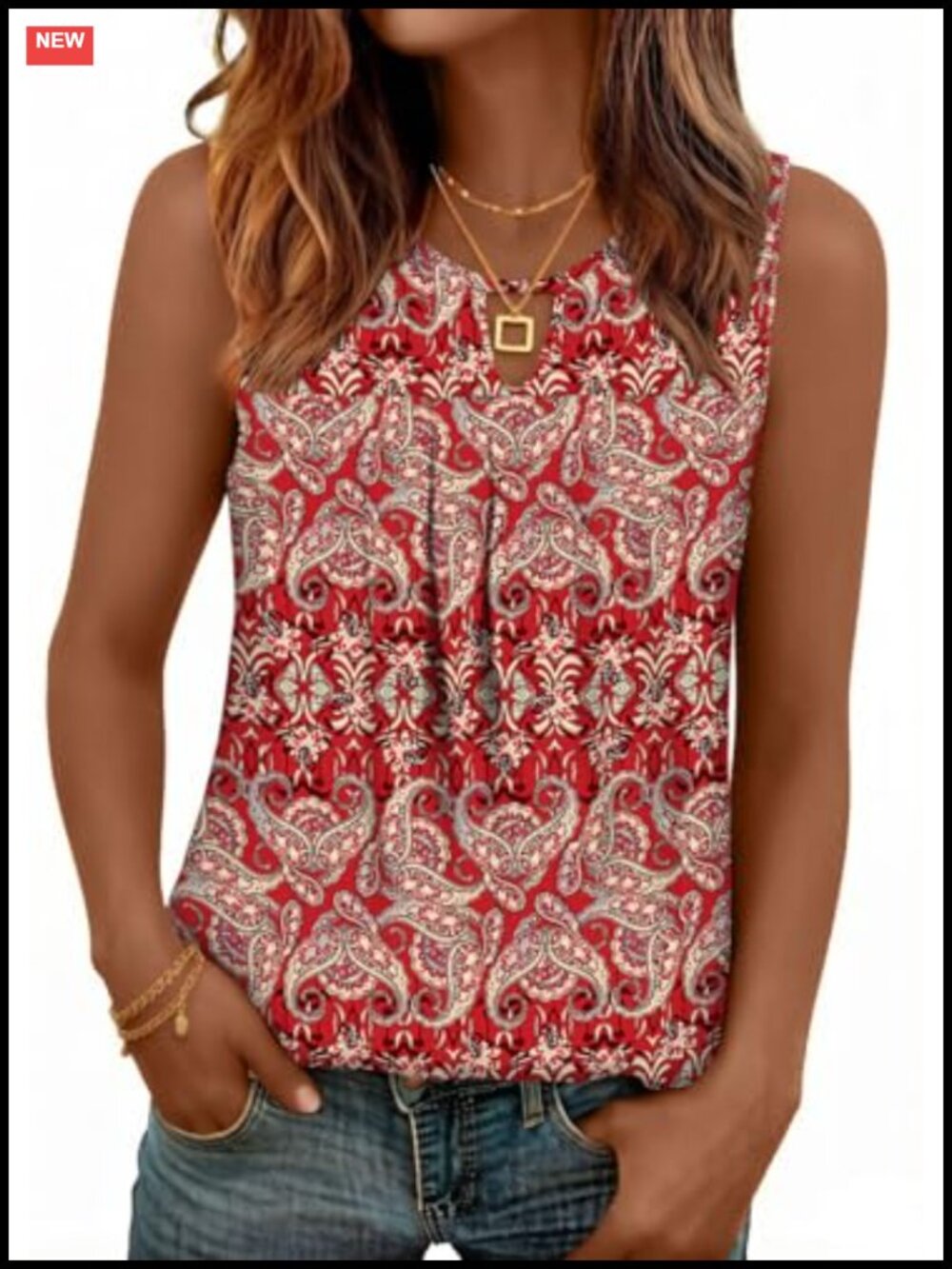 Womens Sleeveless Scoop Neck Tank Top Loose Fit Dressy Casual Summer Blouse